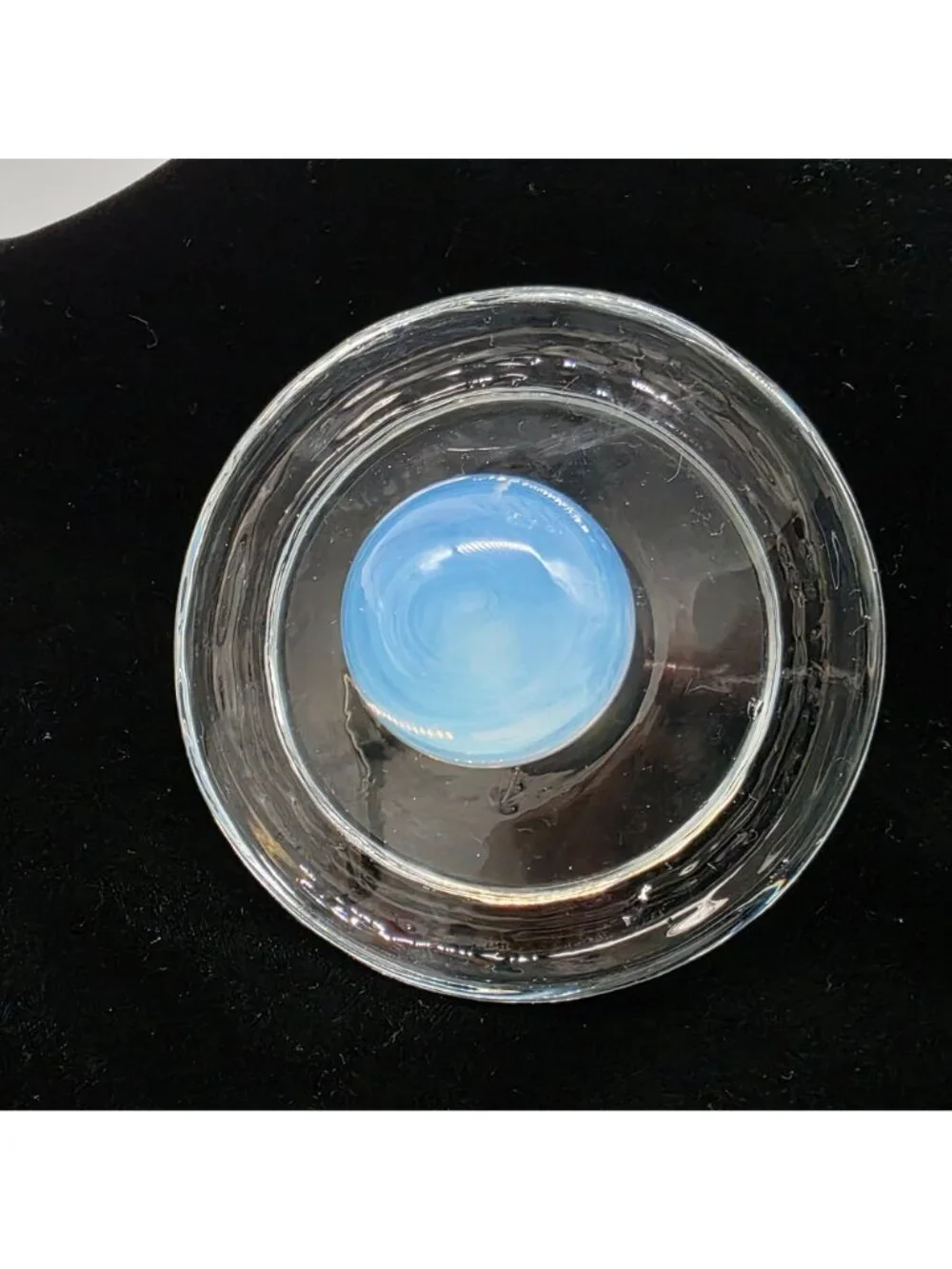 VTG MCM Murano Archimede Seguso Opalescent Blue Vanity Powder Dress Jar Box
